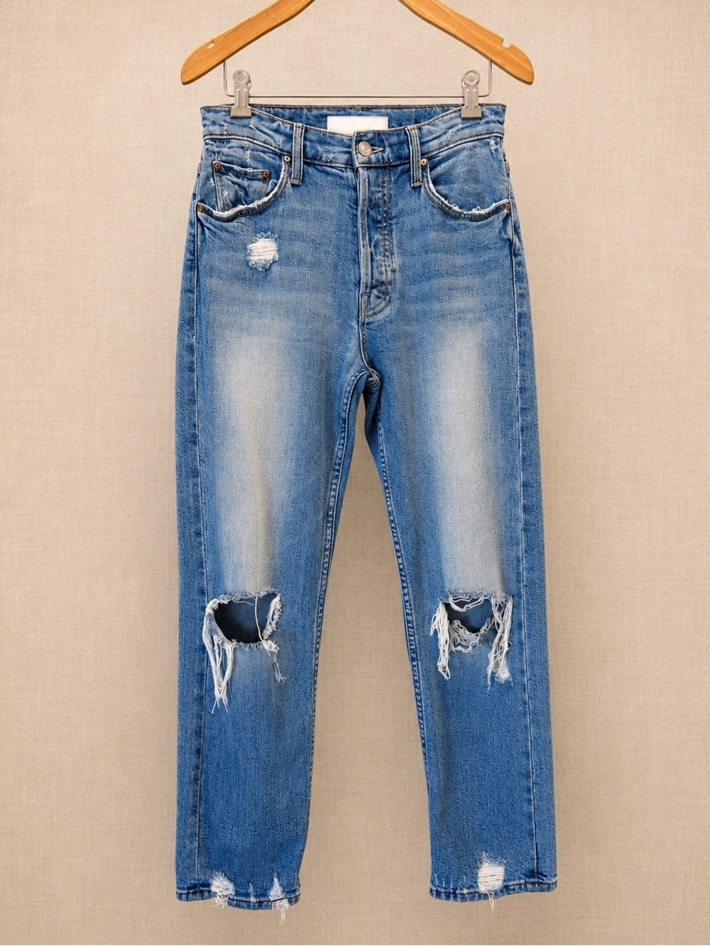 MOTHER Tomcat Ankle Jeans Confession Distressed Straight Crop Denim 27